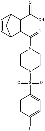 3-(4-((4-fluorophenyl)sulfonyl)piperazine-1-carbonyl)bicyclo[2.2.1]hept-5-ene-2-carboxylic acid Structure