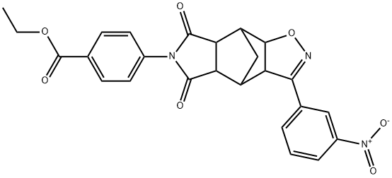 ethyl 4-(3-(3-nitrophenyl)-5,7-dioxo-4a,5,7,7a,8,8a-hexahydro-3aH-4,8-methanoisoxazolo[4,5-f]isoindol-6(4H)-yl)benzoate Structure