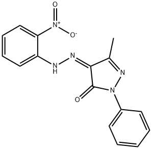 (4Z)-5-methyl-4-[2-(2-nitrophenyl)hydrazinylidene]-2-phenyl-2,4-dihydro-3H-pyrazol-3-one Struktur