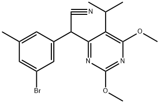 2-(3-bromo-5-methylphenyl)-2-(5-isopropyl-2,6-dimethoxypyrimidin-4-yl)acetonitrile 化学構造式