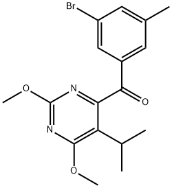(3-bromo-5-methylphenyl)(5-isopropyl-2,6-dimethoxypyrimidin-4-yl)methanone Struktur
