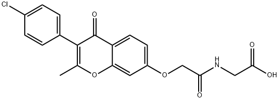 N-({[3-(4-chlorophenyl)-2-methyl-4-oxo-4H-chromen-7-yl]oxy}acetyl)glycine Struktur