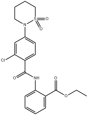 ethyl 2-({[2-chloro-4-(1,1-dioxido-1,2-thiazinan-2-yl)phenyl]carbonyl}amino)benzoate Struktur