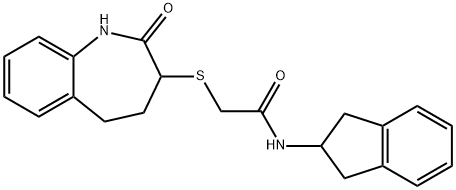N-(2,3-dihydro-1H-inden-2-yl)-2-[(2-hydroxy-4,5-dihydro-3H-1-benzazepin-3-yl)sulfanyl]acetamide Struktur