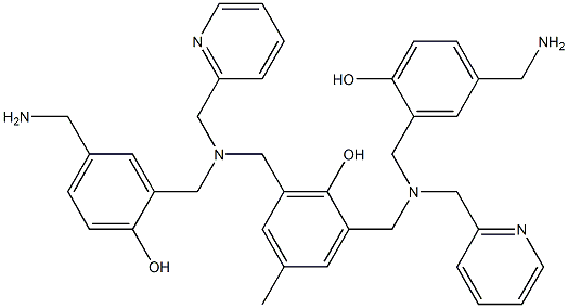 Phenol, 2,6-bis[[[[5-(aminomethyl)-2-hydroxyphenyl]methyl](2-pyridinylmethyl)amino]methyl]-4-methyl- Structure