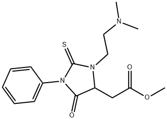 methyl {3-[2-(dimethylamino)ethyl]-5-oxo-1-phenyl-2-thioxo-4-imidazolidinyl}acetate Struktur