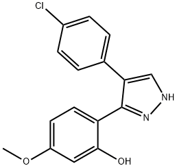 2-[4-(4-chlorophenyl)-1H-pyrazol-3-yl]-5-methoxyphenol Struktur