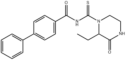 N-[(2-ethyl-3-oxo-1-piperazinyl)carbonothioyl]-4-biphenylcarboxamide Struktur