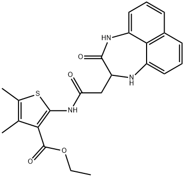ethyl 4,5-dimethyl-2-{[(3-oxo-1,2,3,4-tetrahydronaphtho[1,8-ef][1,4]diazepin-2-yl)acetyl]amino}-3-thiophenecarboxylate Struktur