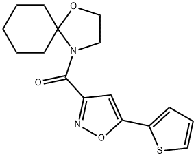 4-{[5-(2-thienyl)-3-isoxazolyl]carbonyl}-1-oxa-4-azaspiro[4.5]decane Struktur