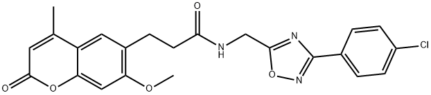 N-{[3-(4-chlorophenyl)-1,2,4-oxadiazol-5-yl]methyl}-3-(7-methoxy-4-methyl-2-oxo-2H-chromen-6-yl)propanamide Struktur