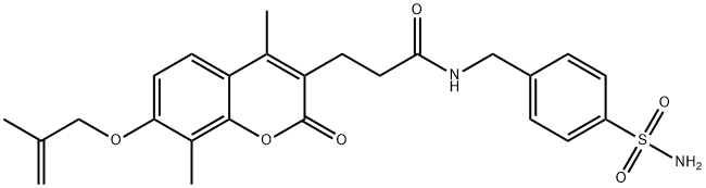 3-{4,8-dimethyl-7-[(2-methylprop-2-en-1-yl)oxy]-2-oxo-2H-chromen-3-yl}-N-(4-sulfamoylbenzyl)propanamide Struktur