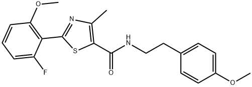 2-(2-fluoro-6-methoxyphenyl)-N-[2-(4-methoxyphenyl)ethyl]-4-methyl-1,3-thiazole-5-carboxamide Struktur