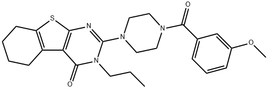 2-{4-[(3-methoxyphenyl)carbonyl]piperazin-1-yl}-3-propyl-5,6,7,8-tetrahydro[1]benzothieno[2,3-d]pyrimidin-4(3H)-one 结构式