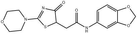 N-(1,3-benzodioxol-5-yl)-2-[2-(morpholin-4-yl)-4-oxo-4,5-dihydro-1,3-thiazol-5-yl]acetamide Struktur