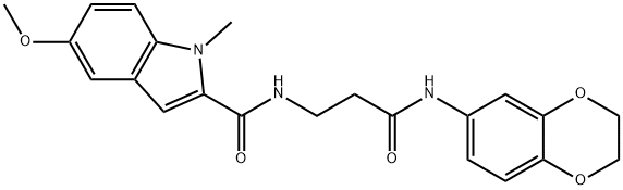N-[3-(2,3-dihydro-1,4-benzodioxin-6-ylamino)-3-oxopropyl]-5-methoxy-1-methyl-1H-indole-2-carboxamide 结构式