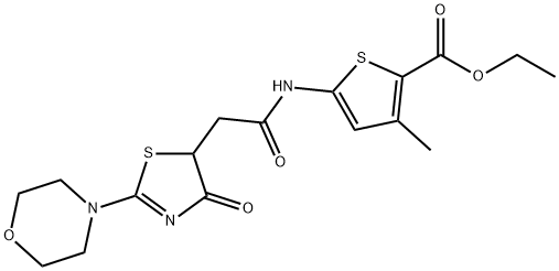 ethyl 3-methyl-5-({[2-(morpholin-4-yl)-4-oxo-4,5-dihydro-1,3-thiazol-5-yl]acetyl}amino)thiophene-2-carboxylate 结构式