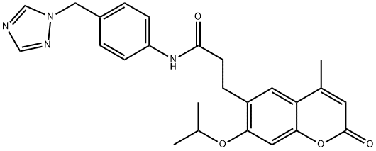 3-[4-methyl-2-oxo-7-(propan-2-yloxy)-2H-chromen-6-yl]-N-[4-(1H-1,2,4-triazol-1-ylmethyl)phenyl]propanamide 结构式