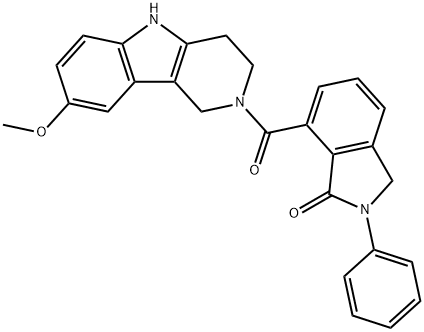 7-[(8-methoxy-1,3,4,5-tetrahydro-2H-pyrido[4,3-b]indol-2-yl)carbonyl]-2-phenyl-2,3-dihydro-1H-isoindol-1-one Struktur