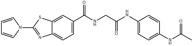 N-(2-{[4-(acetylamino)phenyl]amino}-2-oxoethyl)-2-(1H-pyrrol-1-yl)-1,3-benzothiazole-6-carboxamide 结构式