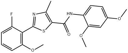 N-(2,4-dimethoxyphenyl)-2-(2-fluoro-6-methoxyphenyl)-4-methyl-1,3-thiazole-5-carboxamide 结构式