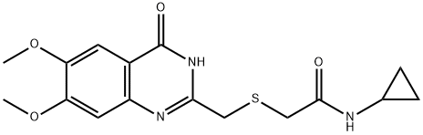N-cyclopropyl-2-{[(4-hydroxy-6,7-dimethoxyquinazolin-2-yl)methyl]sulfanyl}acetamide 结构式