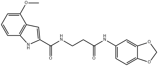 N-[3-(1,3-benzodioxol-5-ylamino)-3-oxopropyl]-4-methoxy-1H-indole-2-carboxamide Struktur