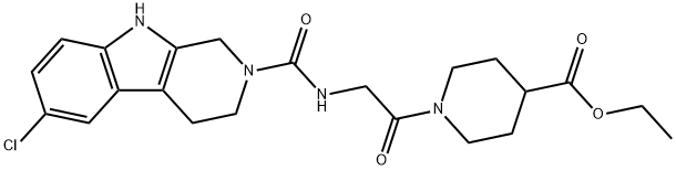 ethyl 1-{N-[(6-chloro-1,3,4,9-tetrahydro-2H-beta-carbolin-2-yl)carbonyl]glycyl}piperidine-4-carboxylate 结构式