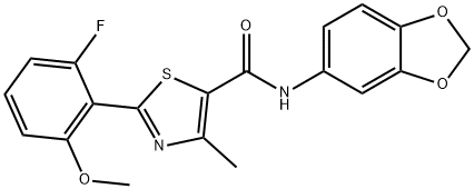 N-(1,3-benzodioxol-5-yl)-2-(2-fluoro-6-methoxyphenyl)-4-methyl-1,3-thiazole-5-carboxamide Struktur