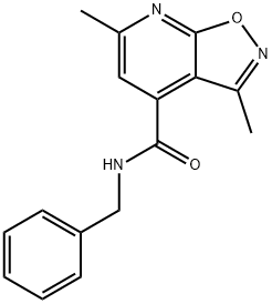 N-苄基-3,6-二甲基异噁唑并[5,4-B]吡啶-4-甲酰胺,1011372-04-5,结构式