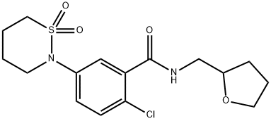 2-chloro-5-(1,1-dioxido-1,2-thiazinan-2-yl)-N-(tetrahydrofuran-2-ylmethyl)benzamide Struktur