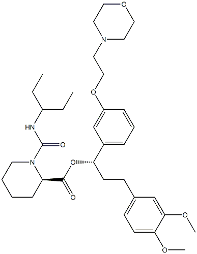 (S)-((R)-3-(3,4-dimethoxyphenyl)-1-(3-(2-morpholinoethoxy)phenyl)propyl) 1-(pentan-3-ylcarbamoyl)piperidine-2-carboxylate Structure