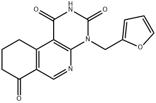 4-(furan-2-ylmethyl)-1-hydroxy-9,10-dihydropyrimido[4,5-c]isoquinoline-3,7(4H,8H)-dione 结构式