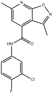 N-(3-chloro-4-fluorophenyl)-3,6-dimethyl[1,2]oxazolo[5,4-b]pyridine-4-carboxamide 结构式