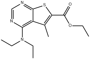 ethyl 4-(diethylamino)-5-methylthieno[2,3-d]pyrimidine-6-carboxylate,101668-03-5,结构式