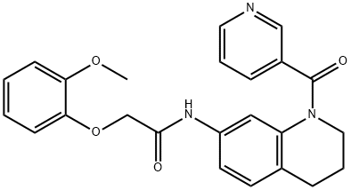 2-(2-methoxyphenoxy)-N-[1-(pyridin-3-ylcarbonyl)-1,2,3,4-tetrahydroquinolin-7-yl]acetamide 化学構造式