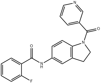2-fluoro-N-[1-(pyridin-3-ylcarbonyl)-2,3-dihydro-1H-indol-5-yl]benzamide Structure