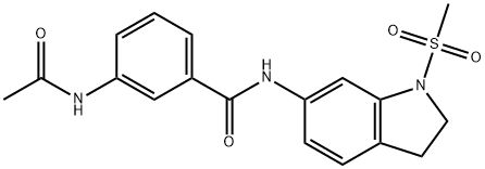 3-(acetylamino)-N-[1-(methylsulfonyl)-2,3-dihydro-1H-indol-6-yl]benzamide 化学構造式