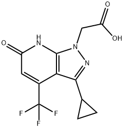 [3-cyclopropyl-6-oxo-4-(trifluoromethyl)-6,7-dihydro-1H-pyrazolo[3,4-b]pyridin-1-yl]acetic acid Struktur