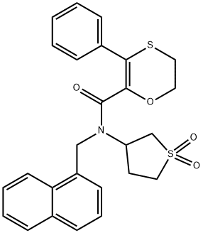 N-(1,1-dioxidotetrahydrothiophen-3-yl)-N-(naphthalen-1-ylmethyl)-3-phenyl-5,6-dihydro-1,4-oxathiine-2-carboxamide|