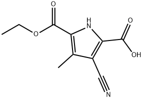 3-Cyano-5-(ethoxycarbonyl)-4-methyl-1H-pyrrole-2-carboxylic acid 化学構造式