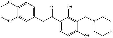 1-[2,4-dihydroxy-3-(morpholin-4-ylmethyl)phenyl]-2-(3,4-dimethoxyphenyl)ethanone 化学構造式