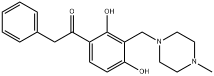 1-{2,4-dihydroxy-3-[(4-methylpiperazin-1-yl)methyl]phenyl}-2-phenylethanone 化学構造式