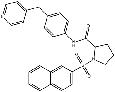 1-(naphthalen-2-ylsulfonyl)-N-[4-(pyridin-4-ylmethyl)phenyl]prolinamide 化学構造式