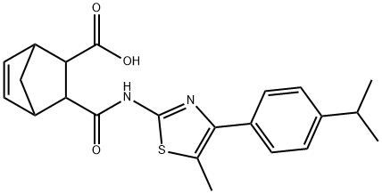 3-((4-(4-isopropylphenyl)-5-methylthiazol-2-yl)carbamoyl)bicyclo[2.2.1]hept-5-ene-2-carboxylic acid Structure