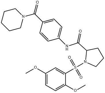 1-[(2,5-dimethoxyphenyl)sulfonyl]-N-[4-(piperidin-1-ylcarbonyl)phenyl]prolinamide Struktur