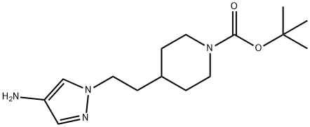 4-(2-(4-氨基-1H-吡唑-1-基)乙基)哌啶-1-甲酸叔丁酯,1029413-43-1,结构式