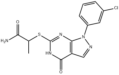 2-[[1-(3-Chlorophenyl)-4-oxo-5H-pyrazolo[5,4-d]pyrimidin-6-yl]sulfanyl]propanamide 结构式