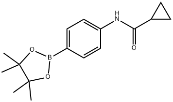 N-[4-(4,4,5,5-Tetramethyl-1,3,2-dioxaborolan-2-yl)phenyl]cyclopropanecarboxamide Struktur