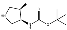 氨基甲酸 N - [(3S,4R)-4-氟-3-吡咯烷基] -1,1-二甲基乙基酯 结构式